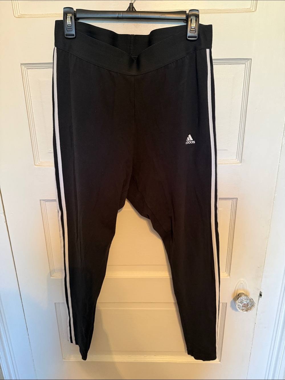 adidas Black Leggings with White Side Stripes